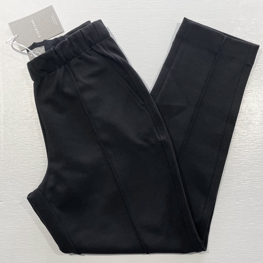 New Everlane The Dream Pant Elastic Waist Tapered Leg Knit Pants Black Size XS - Picture 10 of 16